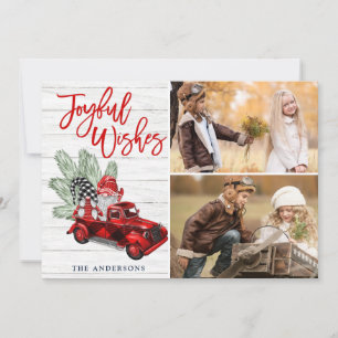 Cartes Pour Fêtes Annuelles Retro Noël Joyeux voeux Camion Rouge 2 PHOTO