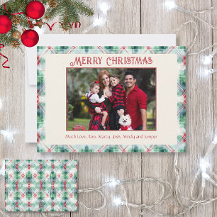 Cartes Pour Fêtes Annuelles Retro Noël rouge et vert Plaid Family Photo