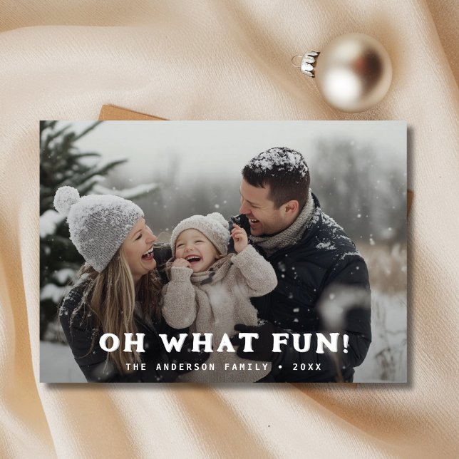 Cartes Pour Fêtes Annuelles Retro Oh Quel Amusant Famille Noël Photo Marine (Créateur téléchargé)