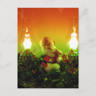 Cartes Pour Fêtes Annuelles Rétro Père Noël et lumières de bulle