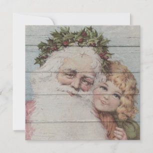 Cartes Pour Fêtes Annuelles Retro   Père Noël Vintage avec enfant