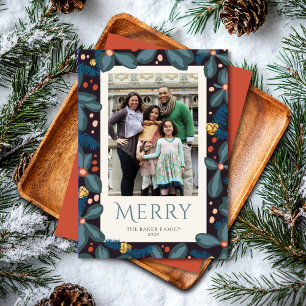 Cartes Pour Fêtes Annuelles Retro Photo Merry Peace Love Jove