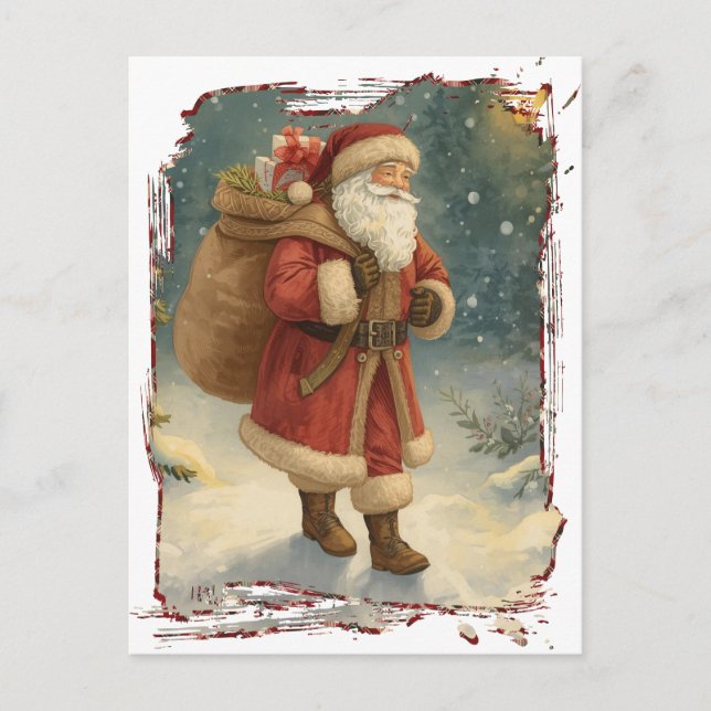 Cartes Pour Fêtes Annuelles Retro Photo Santa Custom Address Classic Christmas (Devant)