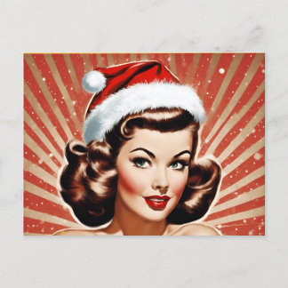 Cartes Pour Fêtes Annuelles Retro Pin Up Fille Noël