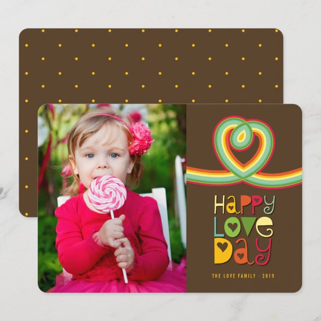 Cartes Pour Fêtes Annuelles Retro Rainbow Loop Happy Love Day Valentine Photo (Devant / Derrière)