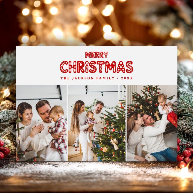 Cartes Pour Fêtes Annuelles Retro Red Merry Christmas  (Créateur téléchargé)