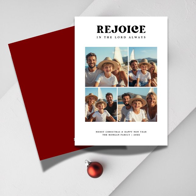 Cartes Pour Fêtes Annuelles Retro Rejoice Christian Religieux Photo de Noël (Créateur téléchargé)