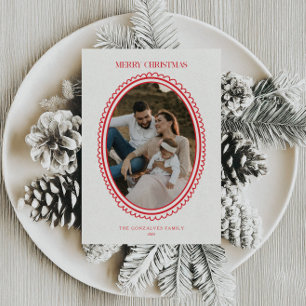 Cartes Pour Fêtes Annuelles Retro Rouge Famille de Noël