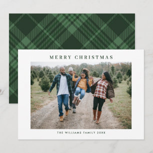 Cartes Pour Fêtes Annuelles Retro Sage Vert Noël Plaid Tartan Photo