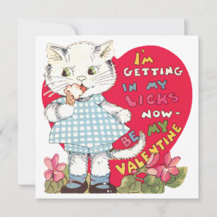 Cartes Pour Fêtes Annuelles Retro Saint-Valentin Chat Vintage Mangeant de la C