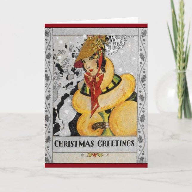 Cartes Pour Fêtes Annuelles Rétro salutation de Noël d'aileron (Devant)