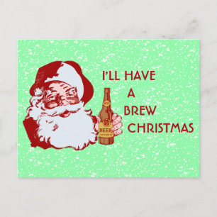 Cartes Pour Fêtes Annuelles Retro Santa Claus bière brasse Noël