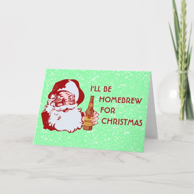 Cartes Pour Fêtes Annuelles Retro Santa Claus Bière Homebrew Noël (Devant)