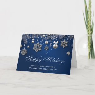 Cartes Pour Fêtes Annuelles Retro Silver Christmas Ornament Corporate Greeting