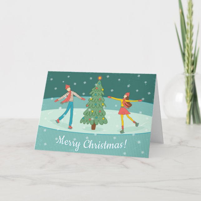 Cartes Pour Fêtes Annuelles Rétro skating (Devant)