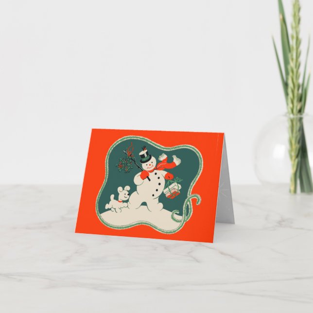 Cartes Pour Fêtes Annuelles Retro Snowman (Devant)