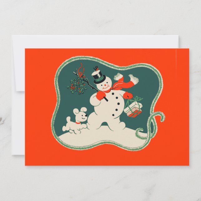Cartes Pour Fêtes Annuelles Retro Snowman (Devant)