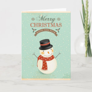 Cartes Pour Fêtes Annuelles Retro Snowmen Bonne année Joyeux Noël