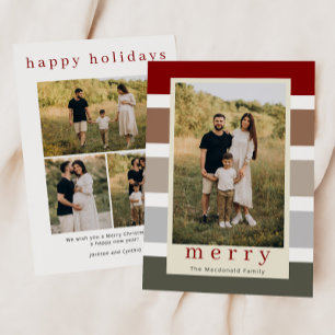 Cartes Pour Fêtes Annuelles Retro Stripes Famille Noël 4 Photo