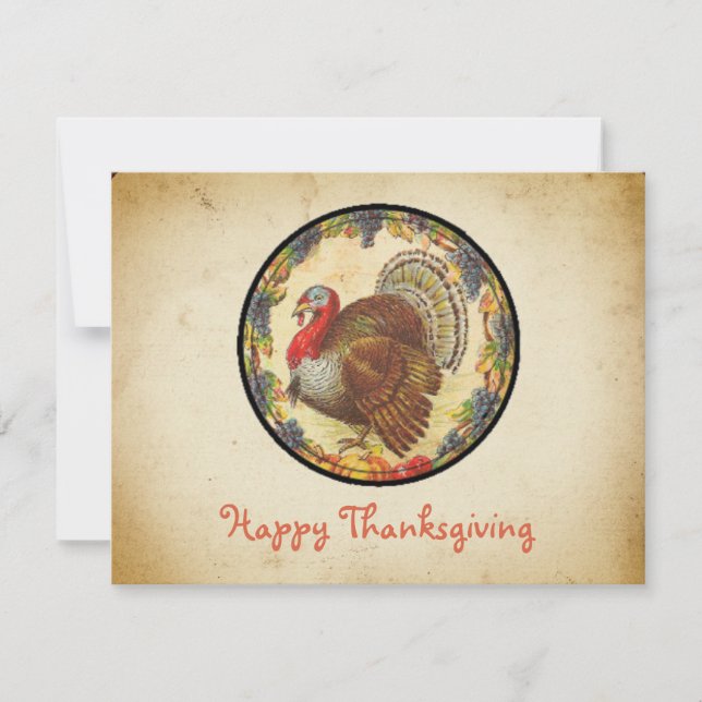 Cartes Pour Fêtes Annuelles Retro Stylish Turquie et Bon thanksgiving de raisi (Devant)