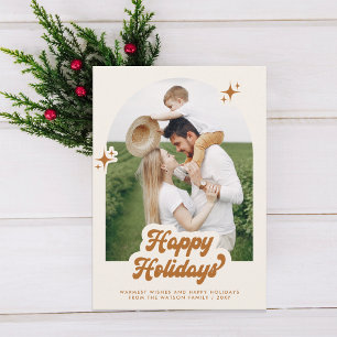 Cartes Pour Fêtes Annuelles Retro Super Happy Holidays Typographie Photo
