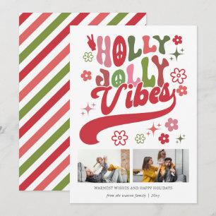 Cartes Pour Fêtes Annuelles Retro Super Holly Jolly Vibes Typographie 2 Photo