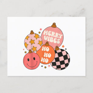 Cartes Pour Fêtes Annuelles Retro Super Merry Vibes Christmas Cute Père Noël C