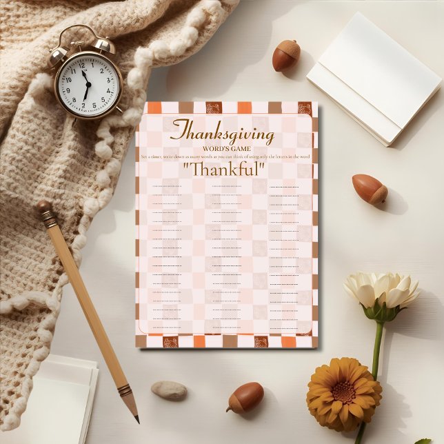 Cartes Pour Fêtes Annuelles Retro Thanksgiving  Words game card (Retro Thanksgiving Words game card)