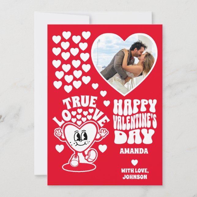 Cartes Pour Fêtes Annuelles Retro True Love Heart Red Valentine's Day Photo (Devant)