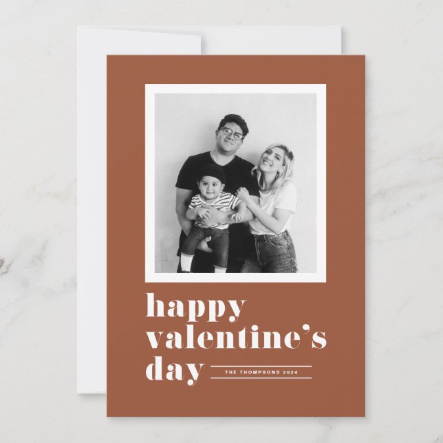 Cartes Pour Fêtes Annuelles Retro Typographie Terracotta Photo Saint Valentin (Devant)