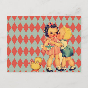 Cartes Pour Fêtes Annuelles Retro Valentine Kitsch Enfants Vintages