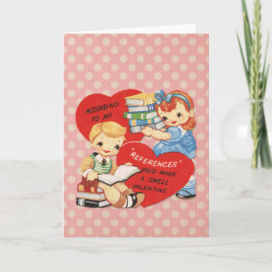 Cartes Pour Fêtes Annuelles Retro Valentines Day Cute Kids Livres Points Rose