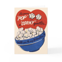 Retro Valentines Day, Popcorn Pop a Corny Question