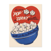 Retro Valentines Day, Popcorn Pop a Corny Question