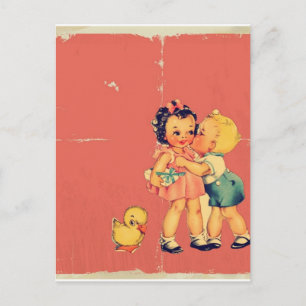 Cartes Pour Fêtes Annuelles Retro vieille école Valentine Kitsch Vintage Enfan