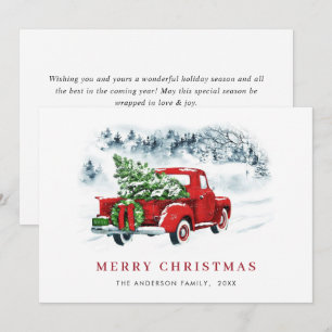 Cartes Pour Fêtes Annuelles Rétro Vintage Camion de la ferme rouge voeux de No