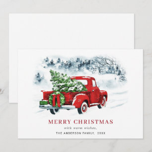 Cartes Pour Fêtes Annuelles Rétro Vintage Camion de la ferme rouge voeux de No