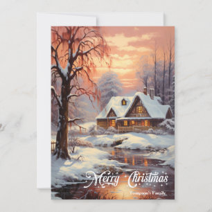 Cartes Pour Fêtes Annuelles Retro vintage classique cosy nuit hiver
