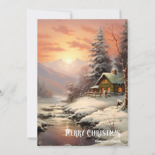 Cartes Pour Fêtes Annuelles Retro vintage classique cosy nuit hiver