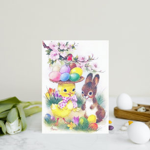 Cartes Pour Fêtes Annuelles Retro vintage Easter bunny Holiday postcard