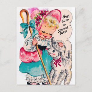 Cartes Pour Fêtes Annuelles Retro vintage Easter girl Holiday card