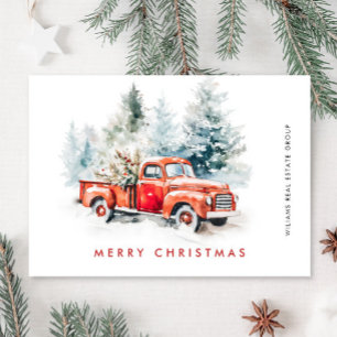 Cartes Pour Fêtes Annuelles Retro Vintage Ferme Rouge Tracs Noël Entreprise