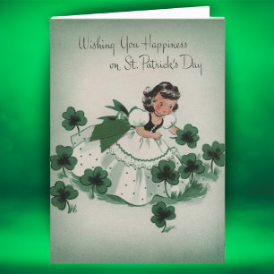 Cartes Pour Fêtes Annuelles Retro Vintage irlandaise fille Custom St. Patrick'