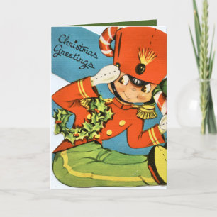 Cartes Pour Fêtes Annuelles retro vintage jouet soldat ajouter un sentiment