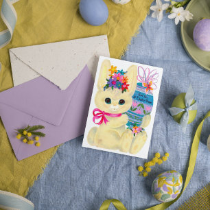 Cartes Pour Fêtes Annuelles rétro vintage lapin de Pâques ajouter un message