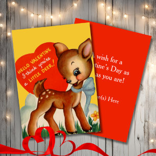 Cartes Pour Fêtes Annuelles Retro Vintage Little Deer Custom Valentine's Day