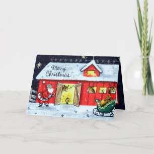 Cartes Pour Fêtes Annuelles rétro vintage Noël Père Noël ajouter du sentiment
