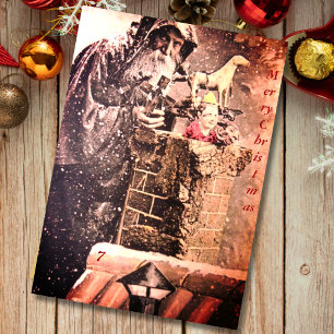 Cartes Pour Fêtes Annuelles Retro Vintage Noël Père Noël sur le toit