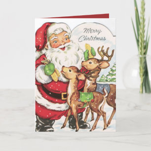 Cartes Pour Fêtes Annuelles rétro vintage Père Noël reiner ajouter un sentimen
