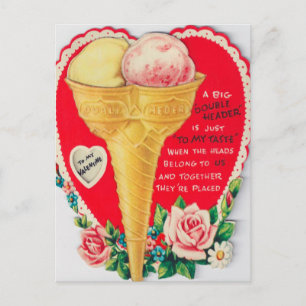 Cartes Pour Fêtes Annuelles Retro Vintage Valentine crème glacier
